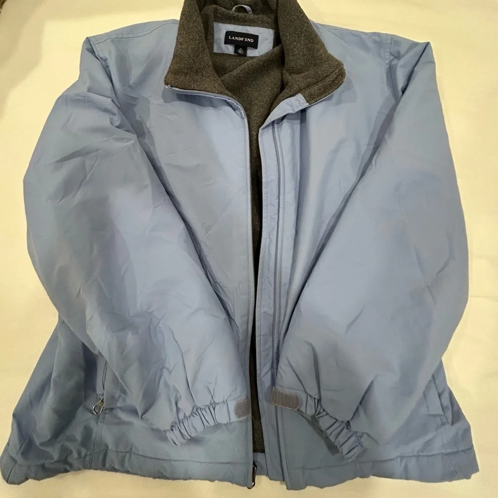 Lands’ End Fleece Lined Jacket Blue Women’s Medium Zip Front Coat - Picture 2 of 10